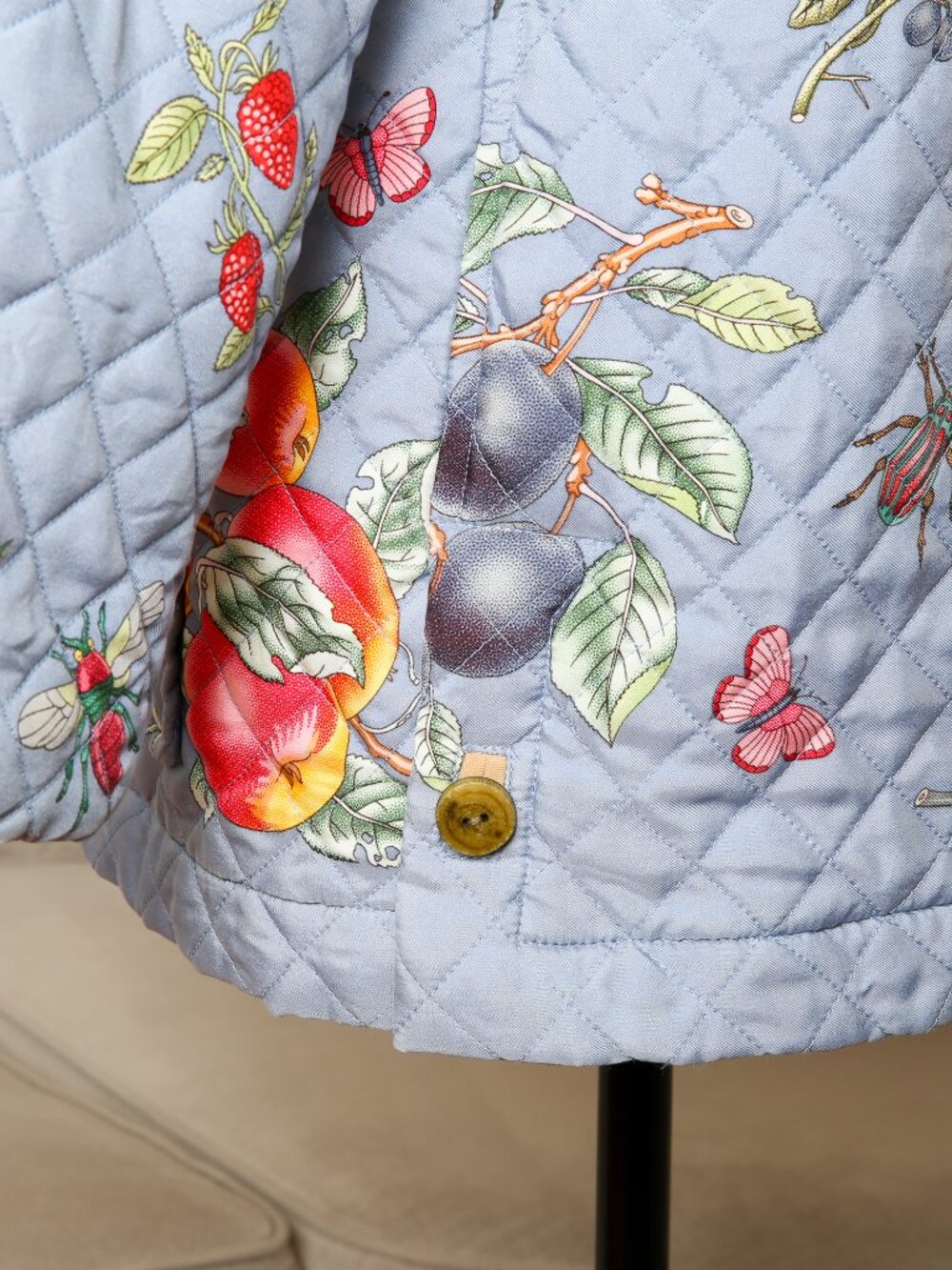 J. MCLAUGHLIN 100% Silk Blue Botanical Quilted Puffer Chore Jacket - Picture 9 of 15